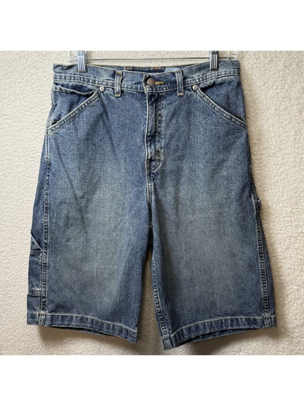 Vintage Bugle Boy Mens Denim Carpenter Shorts Size 30 Blue Casual Workwear